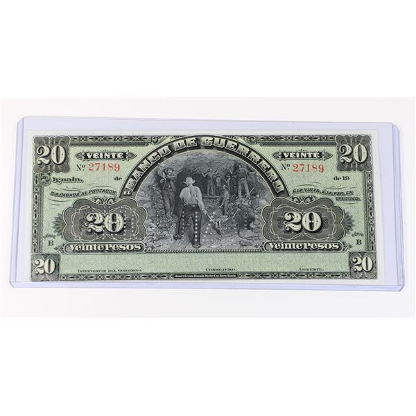 #97 Mexico Guerrero 20 Pesos 1914 Serie B Banknote