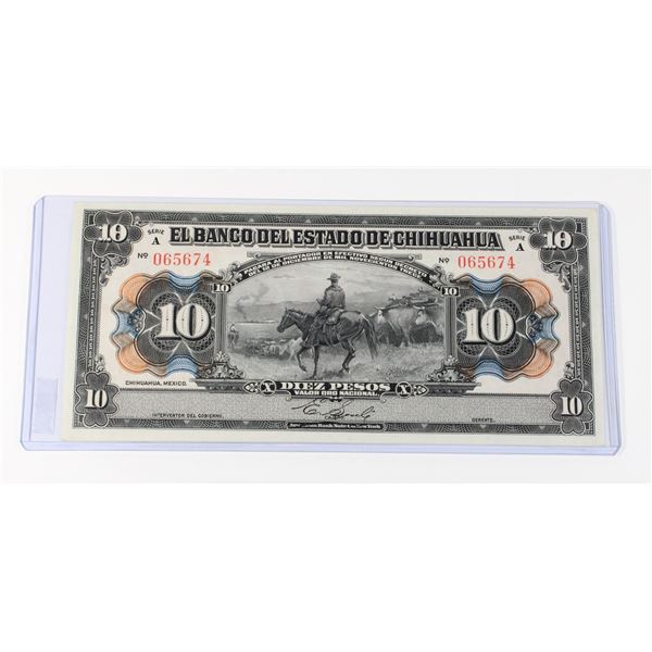 #98 Mexico Chihuahua 10 Pesos 1910  Banknote