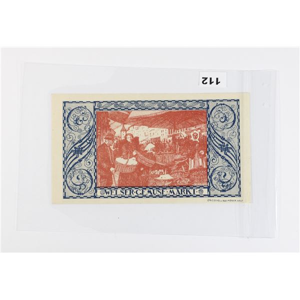 #112 Post WW1 Austrian 1921 60 Heller Paper Money