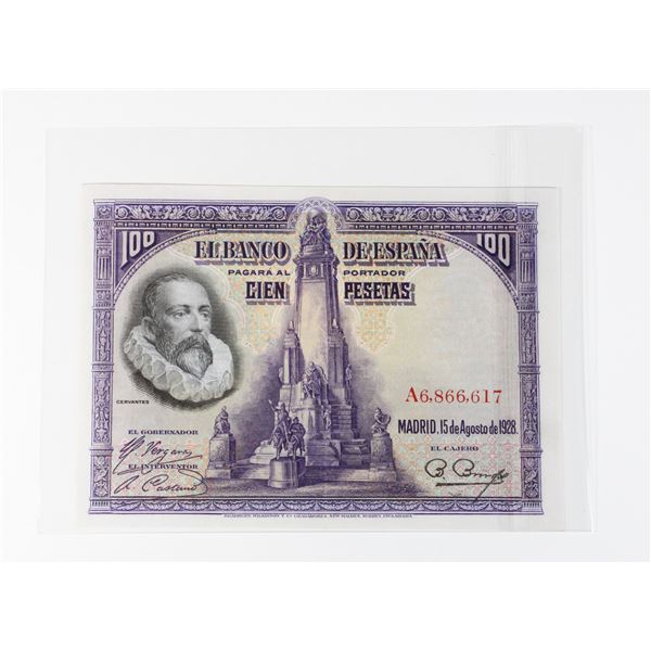 #131 1928 Spain 100 Pesetas Banknote Paper Money