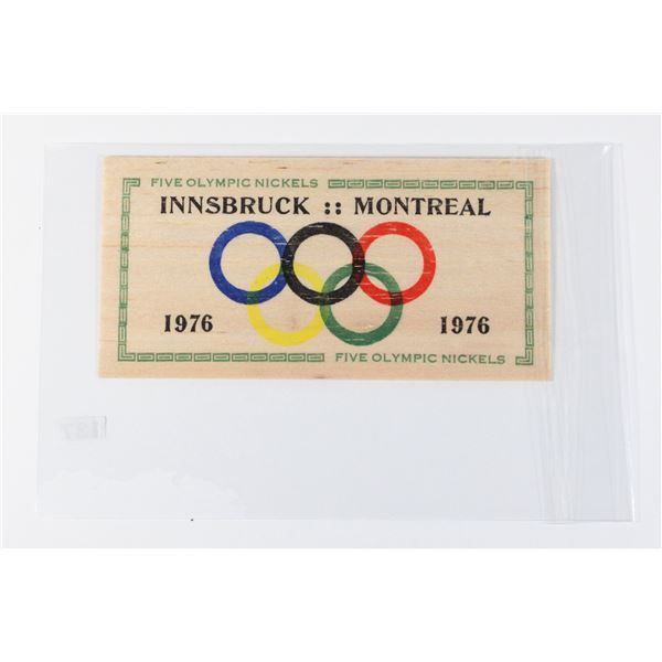 #137 Wooden Money Token 1976 Olympics Montreal