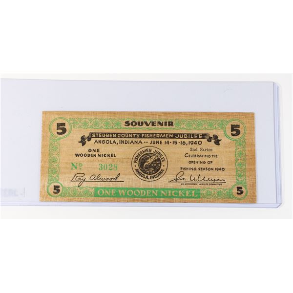 #141 Wooden Nickel 1940 Fisherman Jubilee USA