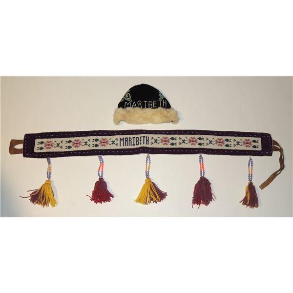#157 Canada First Nations beaded Belt Sash + Hat