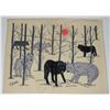 Image 1 : #162 Canadian Inuit Tapestry Artist signed Wolves