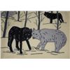 Image 4 : #162 Canadian Inuit Tapestry Artist signed Wolves