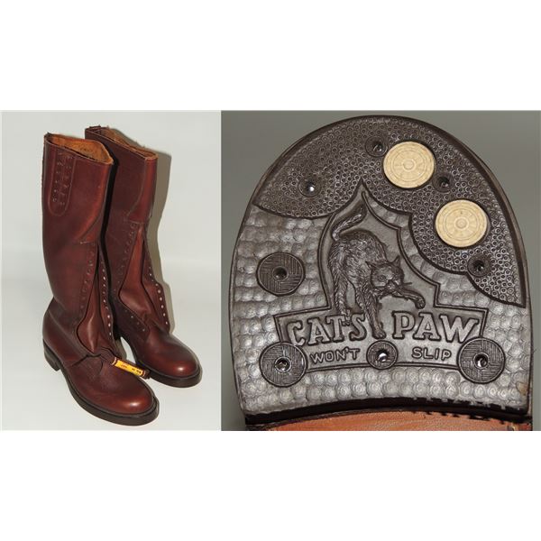 #229 RCMP HIGH BROWN BOOTS 10E CAT'S PAW BRAND