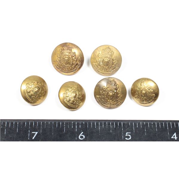 #288  SET 6 RCMP KINGS CROWN BUTTONS SCULLY