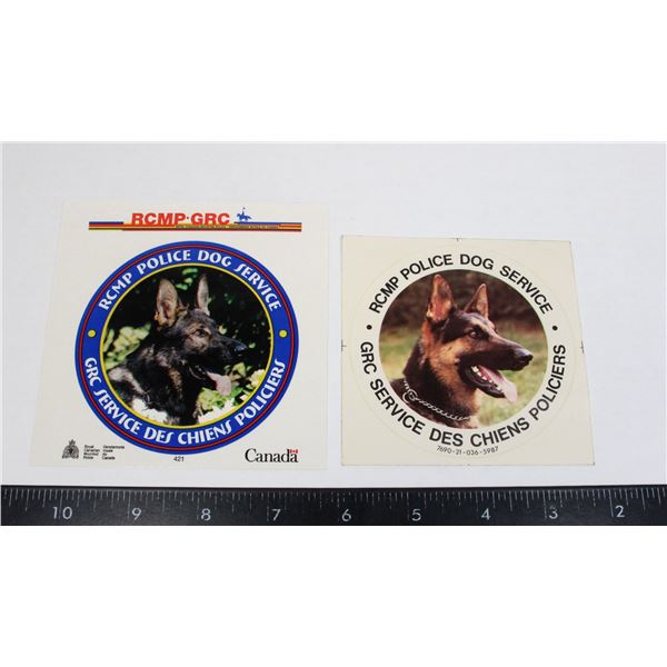 #345 PAIR RCMP POLICE DOG SERVICE STICKERS UNUSED