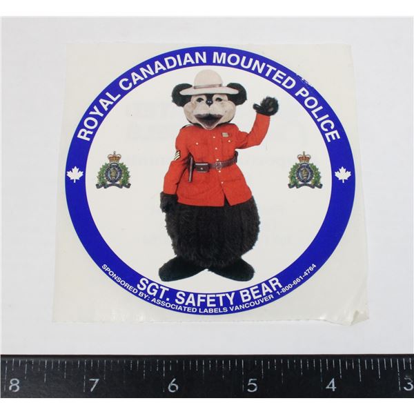 #348 RCMP SGT. SAFETY BEAR UNUSED VINTAGE STICKER