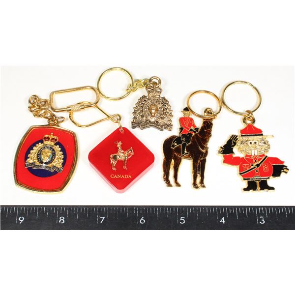 #369 5 TOURIST RCMP KEY CHAINS INC MOUNTIE BEAVER