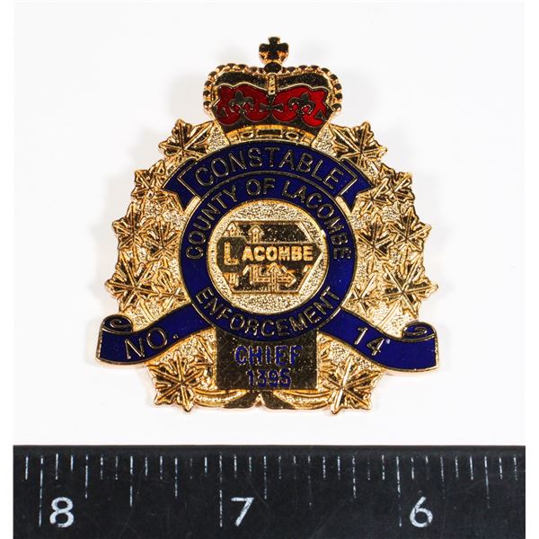 #394 POLICE CHIEF RETIRED BADGE LACOMBE 14 ALBERTA
