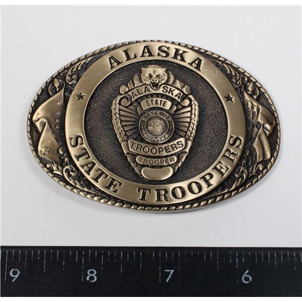 #472 USA ALASKA STATE TROOPERS POLICE BELT BUCKLE