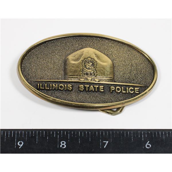 #478 ILLINOIS STATE POLICE BELT BUCKLE SOLID BRASS