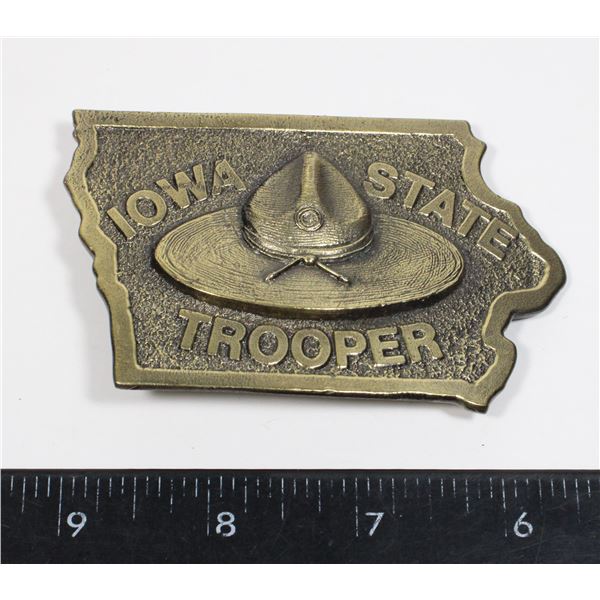#507 IOWA STATE TROOPER BELT BUCKLE REVERSE SIGNED