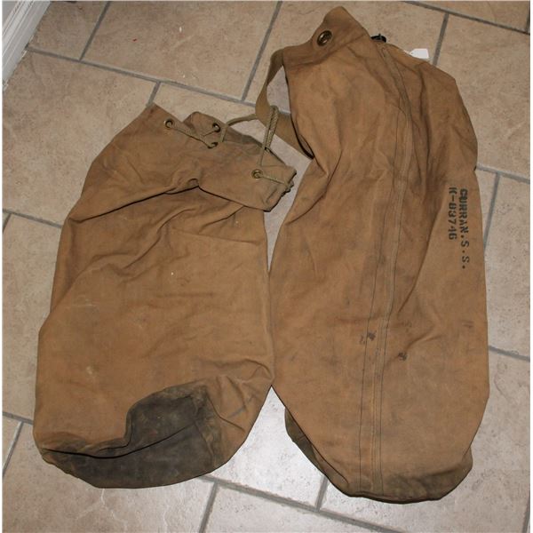 #554 PAIR WW2 CANADIAN MILITARY BAGS NAMED RCOC