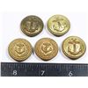 Image 1 : #611 LOT OF 5 ASSORTED NAVAL ANCHOR BUTTONS