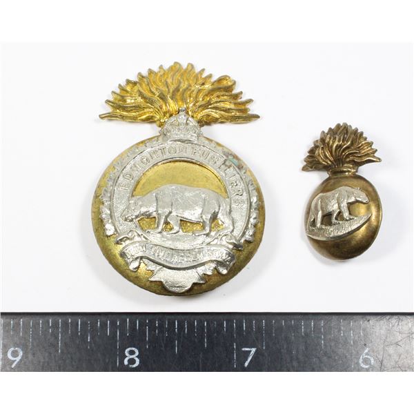 #626 WW2 EDMONTON FUSILIERS CAP BADGE W/COLLAR