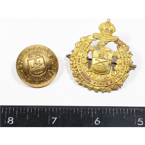 #627 WW2 LORD STRATHCONA'S HORSE CAP BADGE