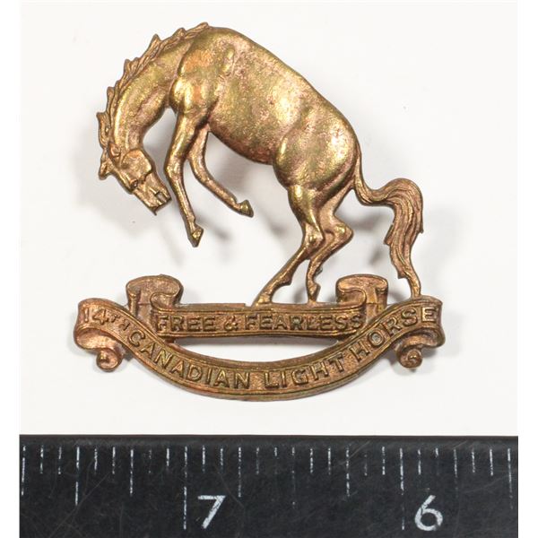 #631 WW2 14TH CANADIAN LIGHT HORSE CAP BADGE