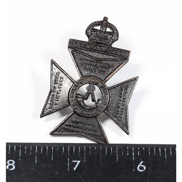 #655 WW2 KING'S OWN RIFLES OF CANADA CAP BADGE