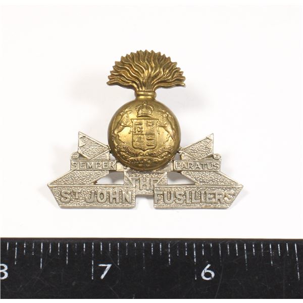 #660 WW2 THE ST. JOHN FUSILERS CAP BADGE CANADA