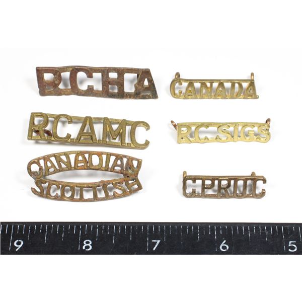 #691 LOT OF 6 WW2 SHOULDER TITLES CANADIAN RCHA