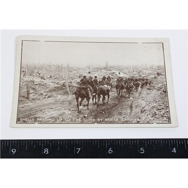 #824 WW1 BRITISH POSTCARD SHELLS BY HORSE CARRIER