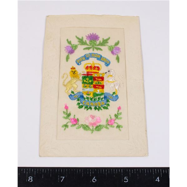 #839 WW1 SILK POSTCARD CANADIAN COAT OF ARMS