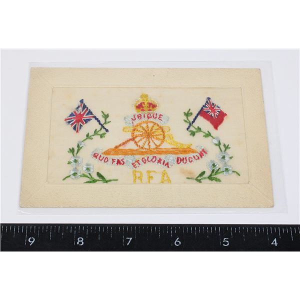 #844 WW1 SILK POSTCARD ROYAL FIELD ARTILLERY