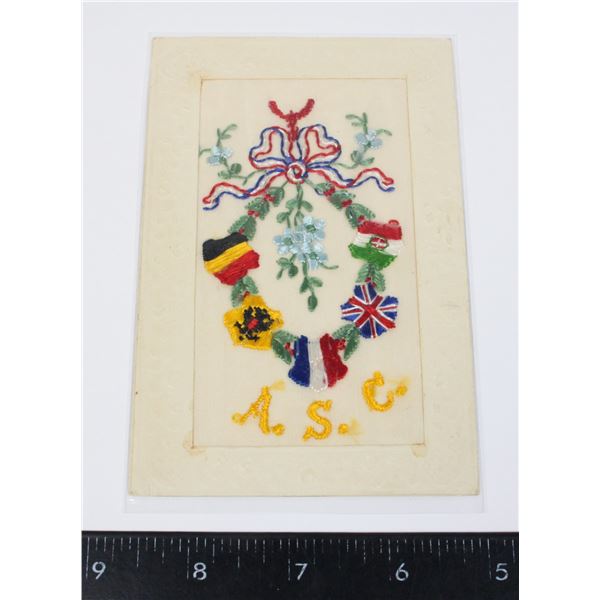 #849 WW1 SILK POSTCARD FRANCE ARMY SERVICE CORPS