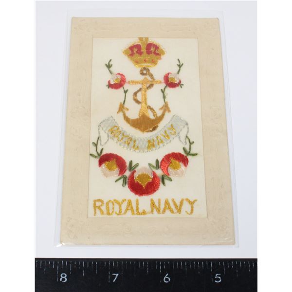 #852 WW1 SILK POSTCARD BRITISH ROYAL NAVY DESIGN