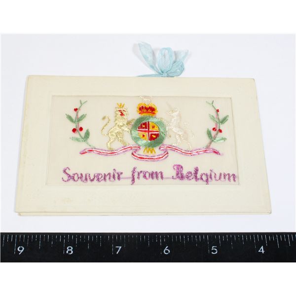 #855 WW1 SILK POSTCARD BELGIUM OPENS W/ MESSSAGE