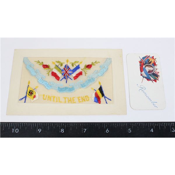 #858 WW1 ALLIED SILK POSTCARD "UNTIL THE END"