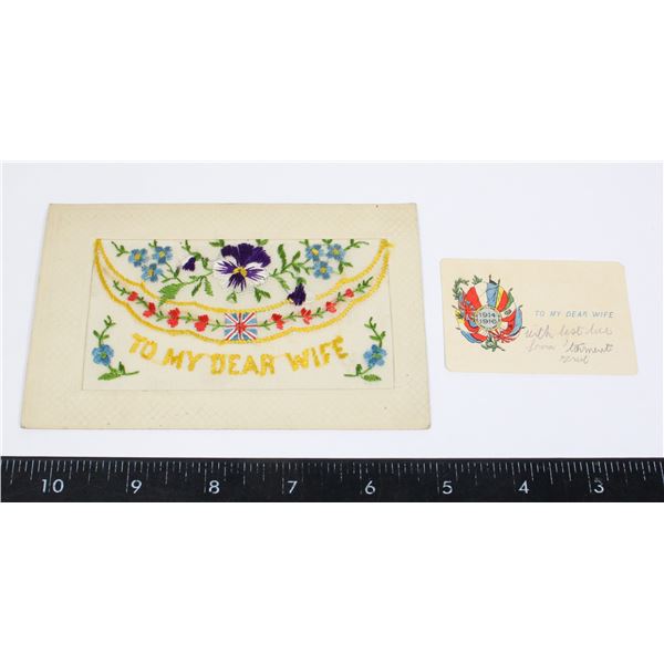 #860 WW1 SILK POSTCARD TO MY DEAR WIFE