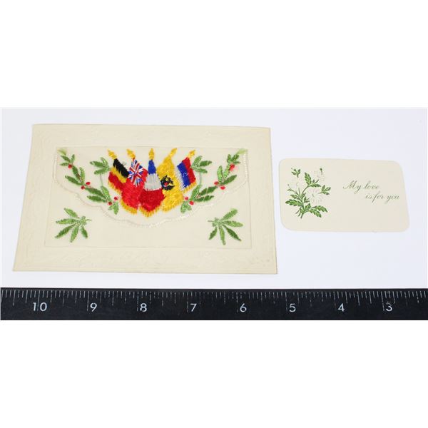 #861 WW1 SILK POSTCARD ALLIED FLAG DESIGN