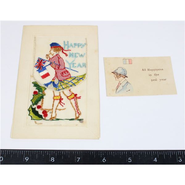 #862 WW1 SILK POSTCARD SCOTTISH LASS KILT DESIGN