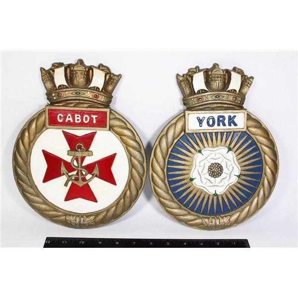 #864 PAIR METAL PLAQUES HMCS CABOT HMCS YORK