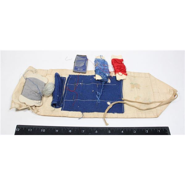 #878 WW1 BRITISH SEAC SEWING KIT W/ THREAD NAMED