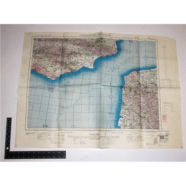 #890 WW2 MILITARY MAP BRITISH 1943 FOLKESTONE