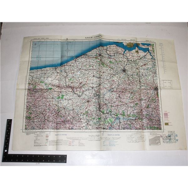 #891  WW2 MILITARY MAP BRITISH 1943 LILLE-GHENT
