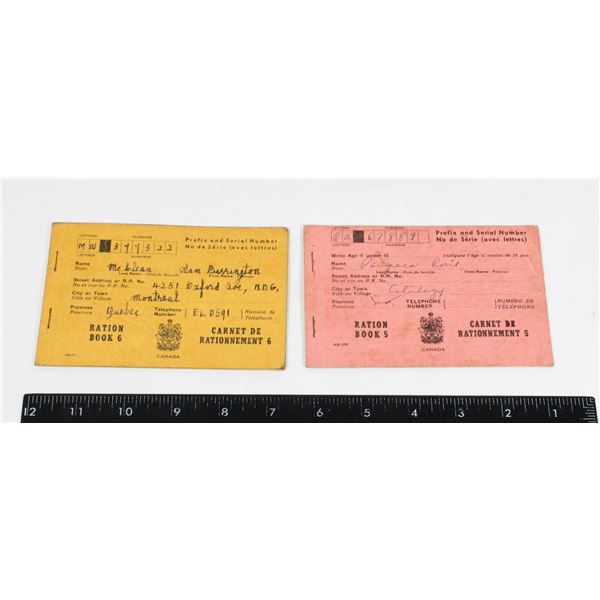 #906 WW2 CANADIAN RATION BOOK 5 + 6 INCLUDE