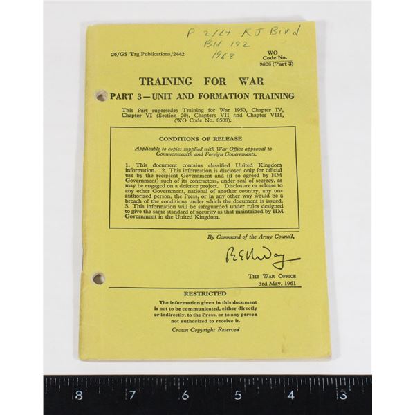 #918 MANUAL TRAINING FOR WAR BRITISH 1961