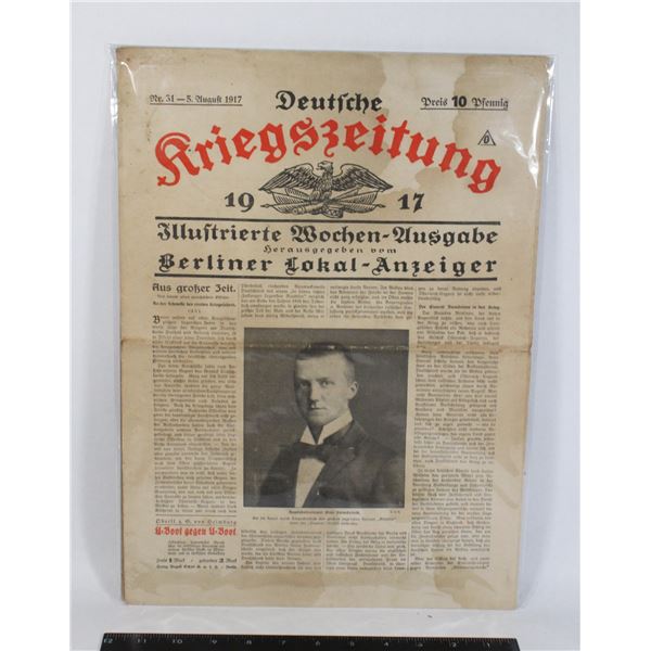 #932 WW1 1917 GERMAN WAR NEWSPAPER PROPAGANDA