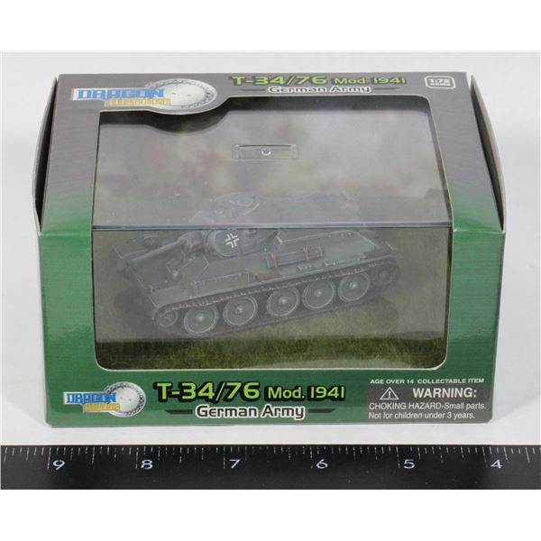 #1141 WW2 1:72 DIECAST T-34/76 MOD 1941 TANK USSR