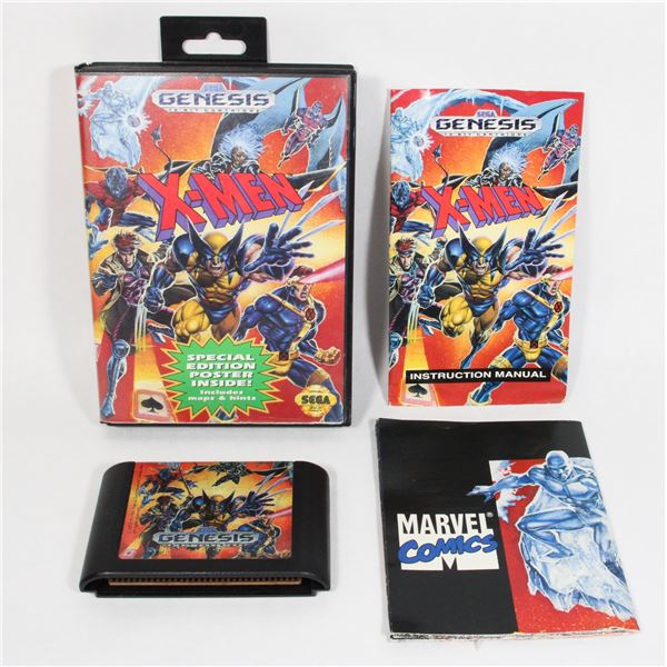 #1193 CIB SEGA GENESIS X-MEN GAME W POSTER MANUAL