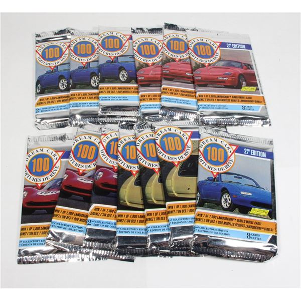#1244 LOT 12 SEALED CARD PACKS PANINI DREAM CARS