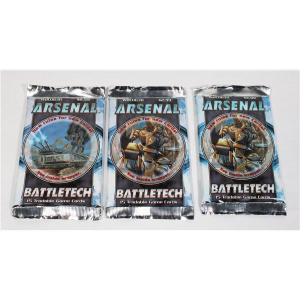 #1250 SEALED 3 PACKS ARSENAL BATTLETECH CARDS 1998