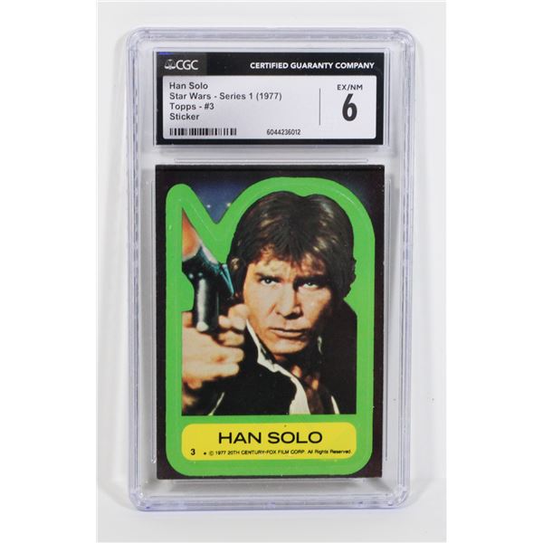 #1254 CGC 6 TOPPS STAR WARS STICKER CARD HAN SOLO