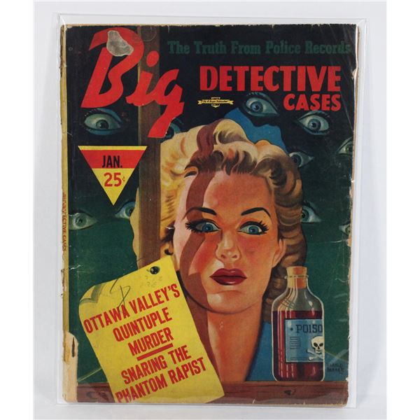 #1310 WW2 BIG DETECTIVE CASES JANUARY 1944 WORN