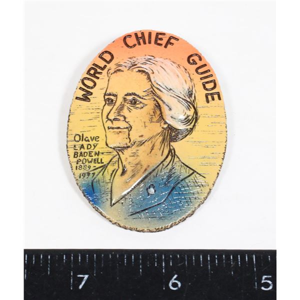 #1334 WORLD CHIELF GUIDE LADY BADEN POWELL BADGE